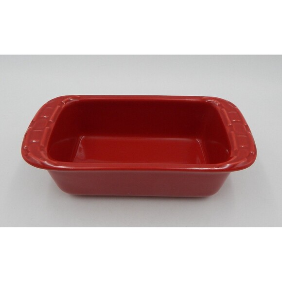 Longaberger Woven Traditions Pottery Mini Loaf Pan 8x4 Inch Paprika Red - Picture 1 of 6